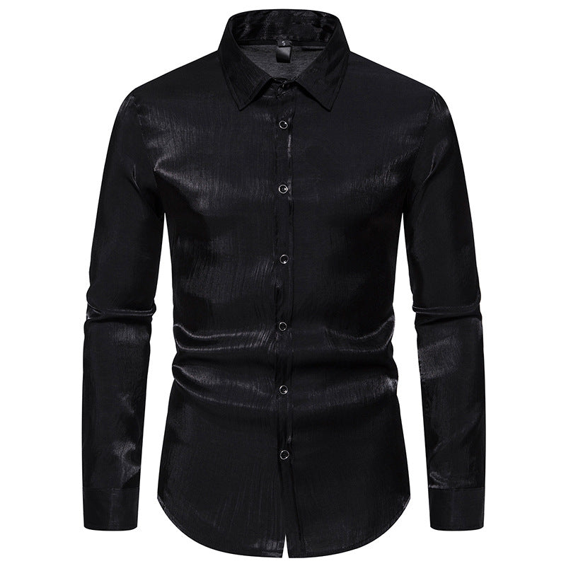 Herren schimmerndes Langarmhemd R&B