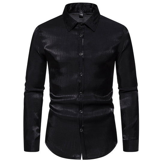 Herren schimmerndes Langarmhemd R&B