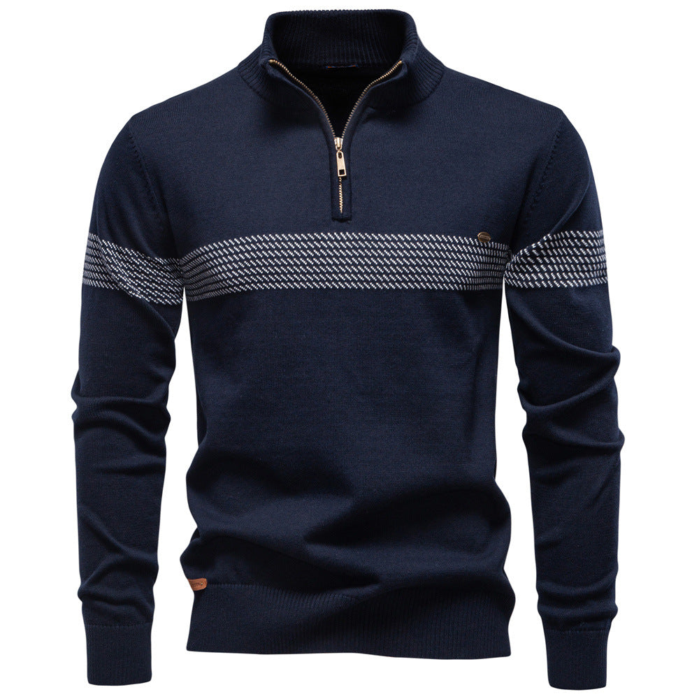 Herren Pullover mit Stehkragen und Reißverschluss R&B