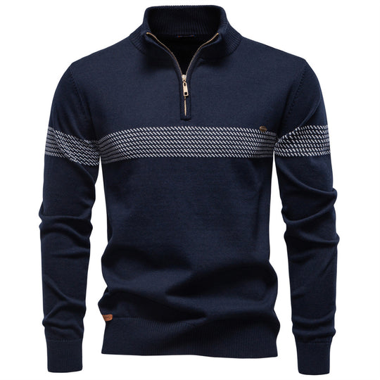 Herren Pullover mit Stehkragen und Reißverschluss R&B