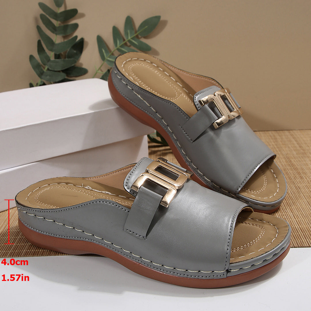 Damen Elegante Mules mit modischem Goldakzent und komfortablem Fußbett R&B
