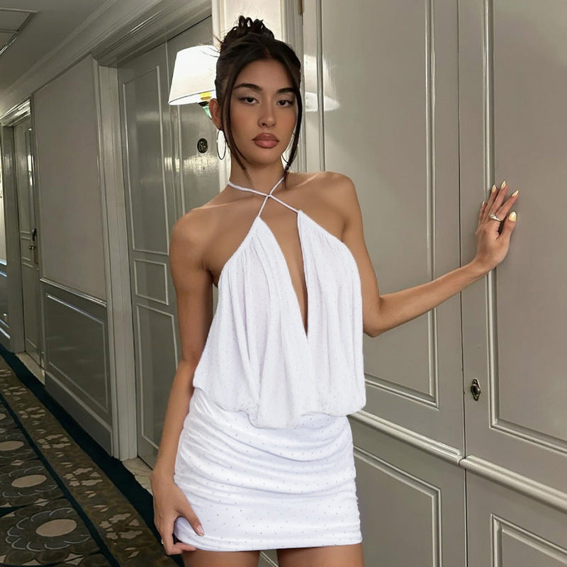 Damen Minikleid mit tiefem V-Ausschnitt und filigraner Drapierung R&B