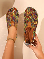 Damen Clogs mit buntem Netzdesign und rutschfester Sohle R&B