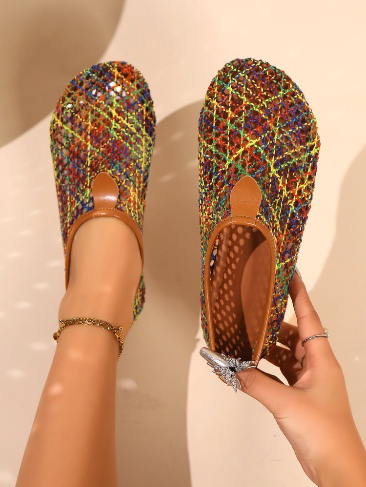 Damen Clogs mit buntem Netzdesign und rutschfester Sohle R&B