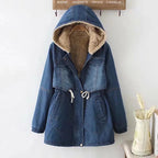 Damen Urbanes Denim Parka mit warmem Innenfutter und Kapuze R&B
