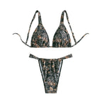 Damen Triangel-Bikini mit modischem Camouflage-Muster und verstellbaren Trägern