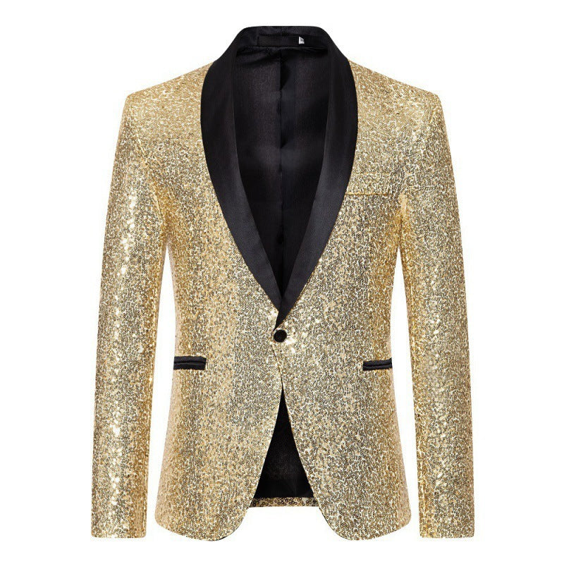 R&B Herren Pailletten-Blazer mit Schalkragen