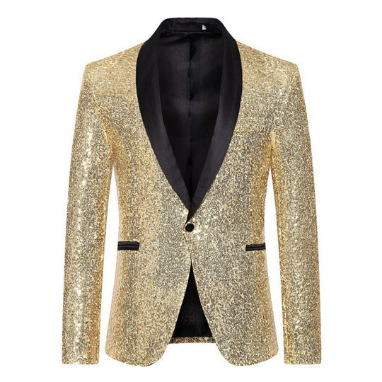 R&B Herren Pailletten-Blazer mit Schalkragen