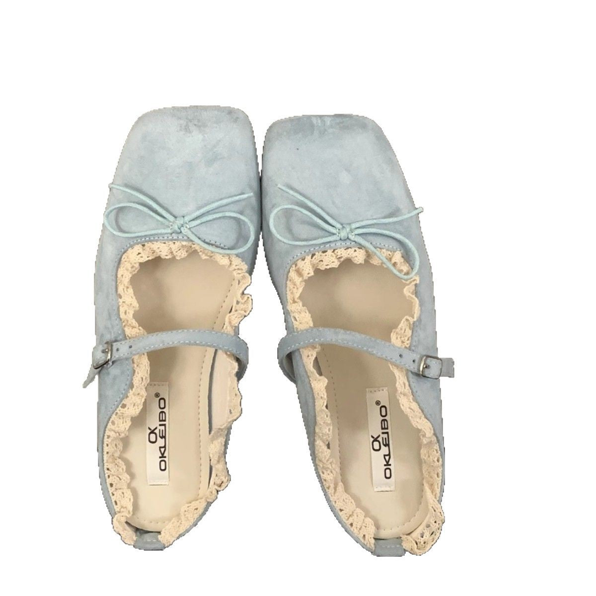 Damen elegante Ballerinas mit zartem Riemchen und Spitzenbesatz R&B