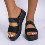 Damen Komfortable Crossover-Sandalen mit geflochtenem Obermaterial und rutschfester Sohle R&B