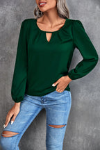 Damen Elegante Bluse mit leichtem V-Ausschnitt und Puffärmeln R&B