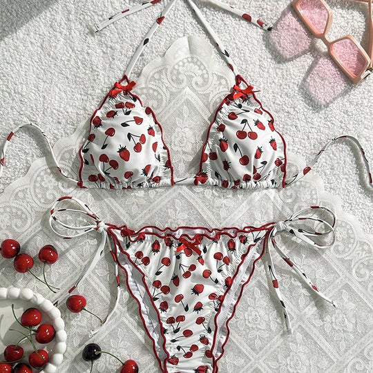 Damen Triangel-Bikini mit süßem Obstdesign R&B