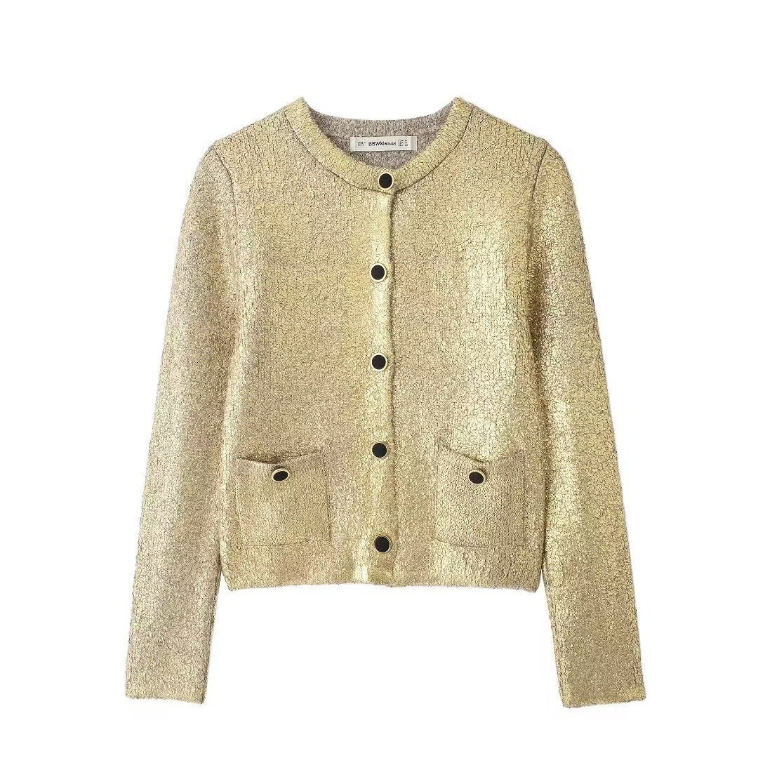 Damen Elegante Strickjacke mit luxuriösem Glitzer und praktischen Taschen R&B