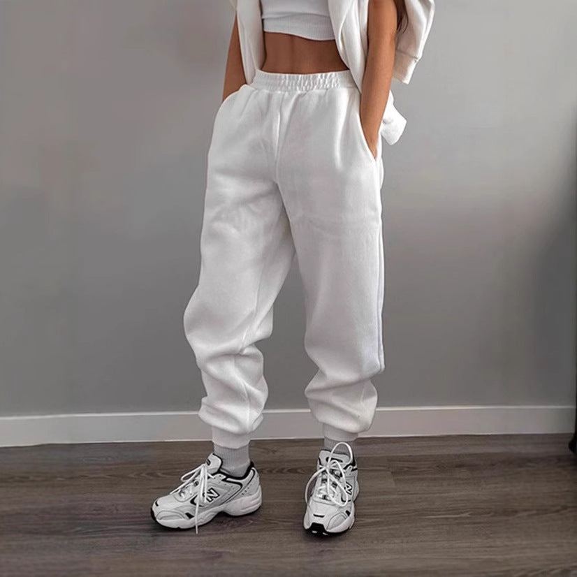 Damen Sportliche Jogginghose mit elastischem Bund und seitlichen Taschen R&B