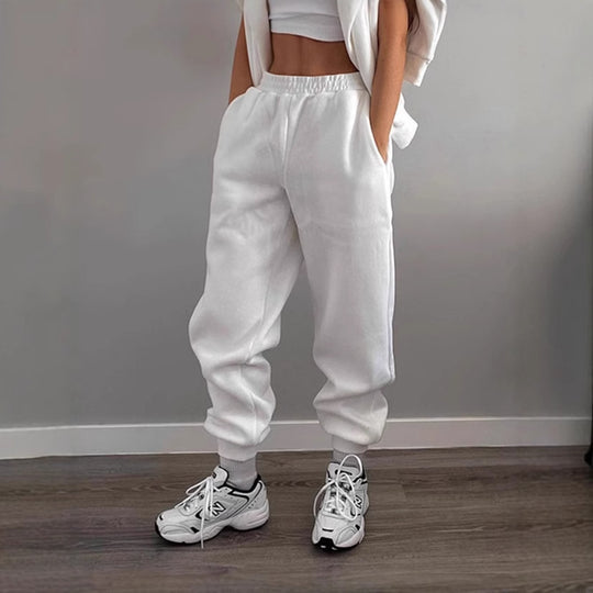 Damen Sportliche Jogginghose mit elastischem Bund und seitlichen Taschen R&B