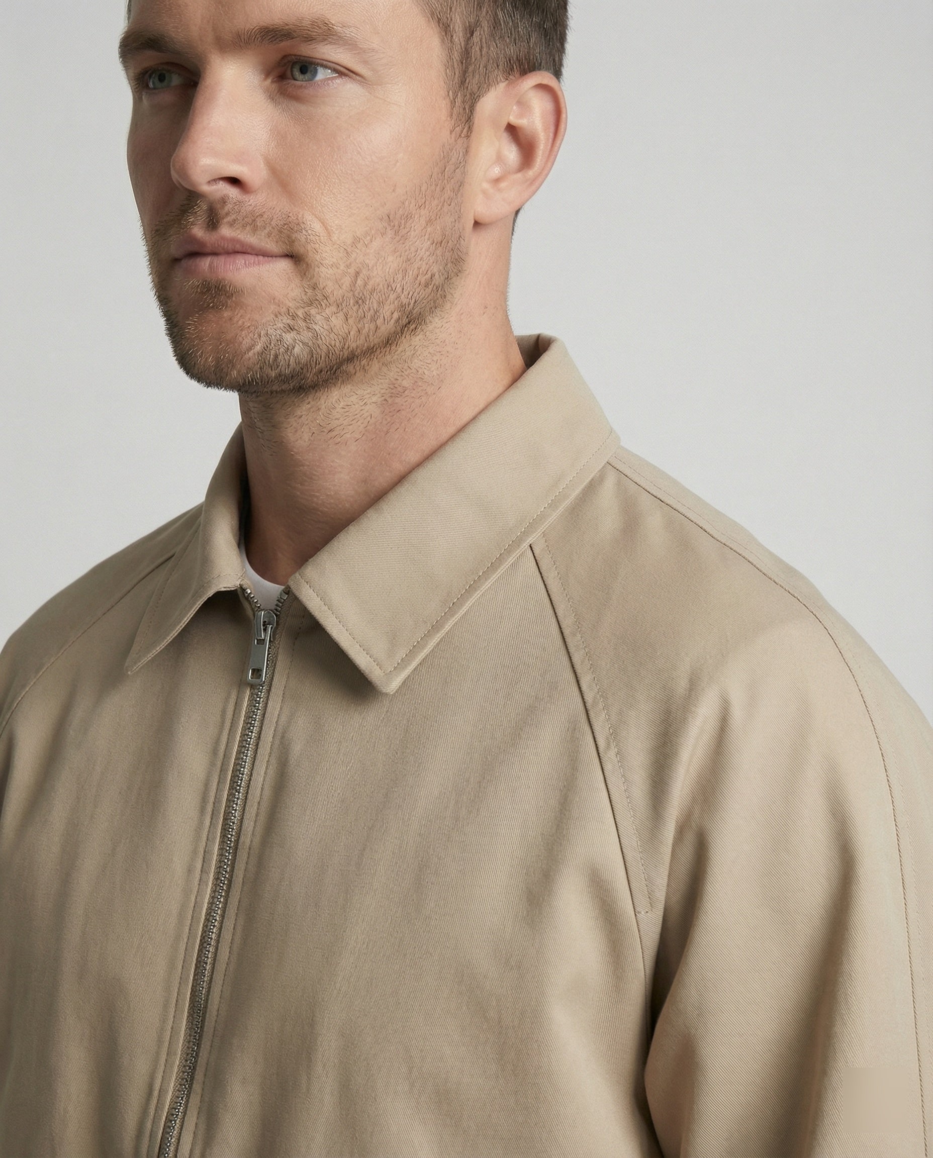 Herren weit geschnittene Harrington-Jacke mit Reißverschluss und Hemdkragen R&B