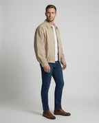Herren weit geschnittene Harrington-Jacke mit Reißverschluss und Hemdkragen R&B