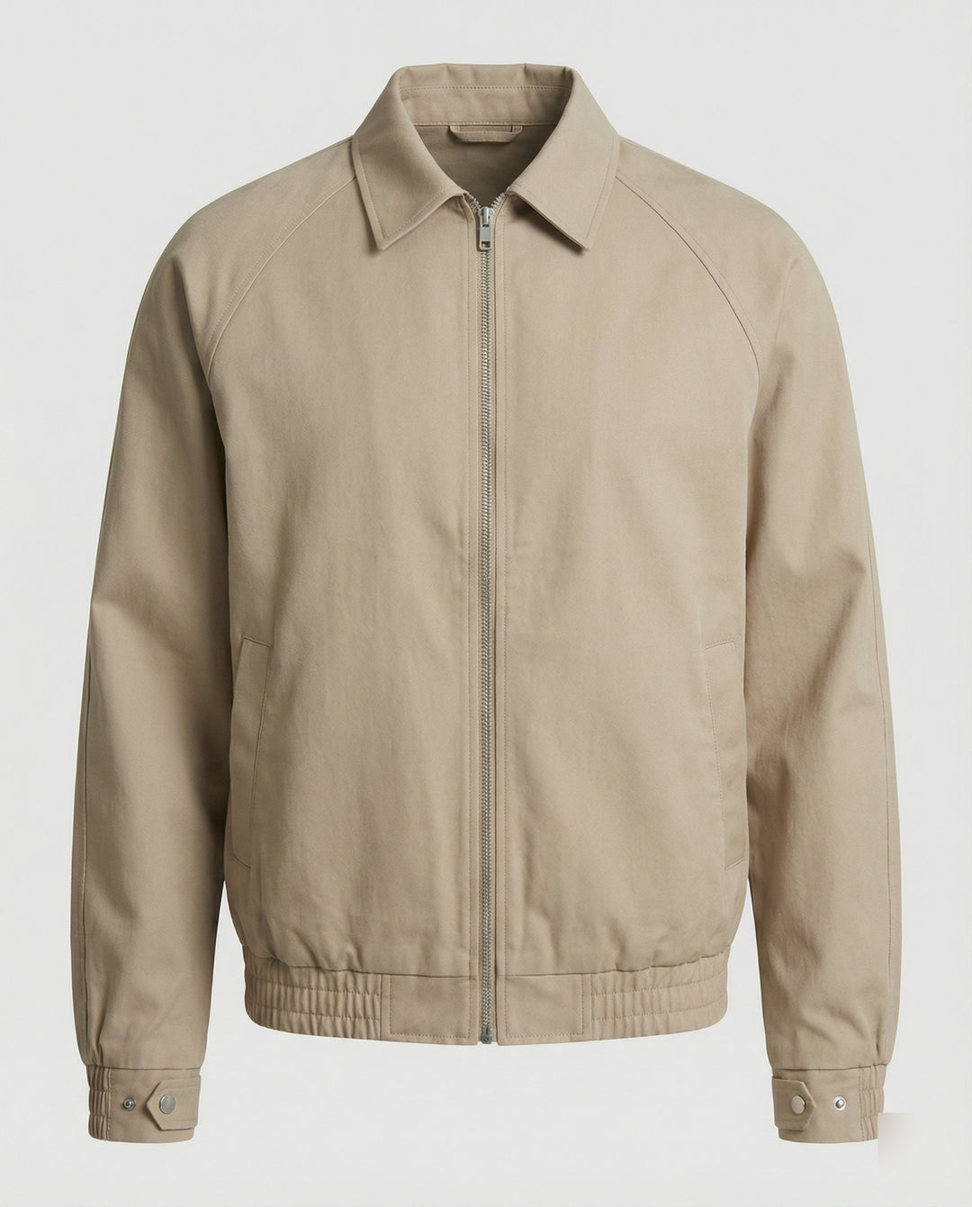 Herren weit geschnittene Harrington-Jacke mit Reißverschluss und Hemdkragen R&B