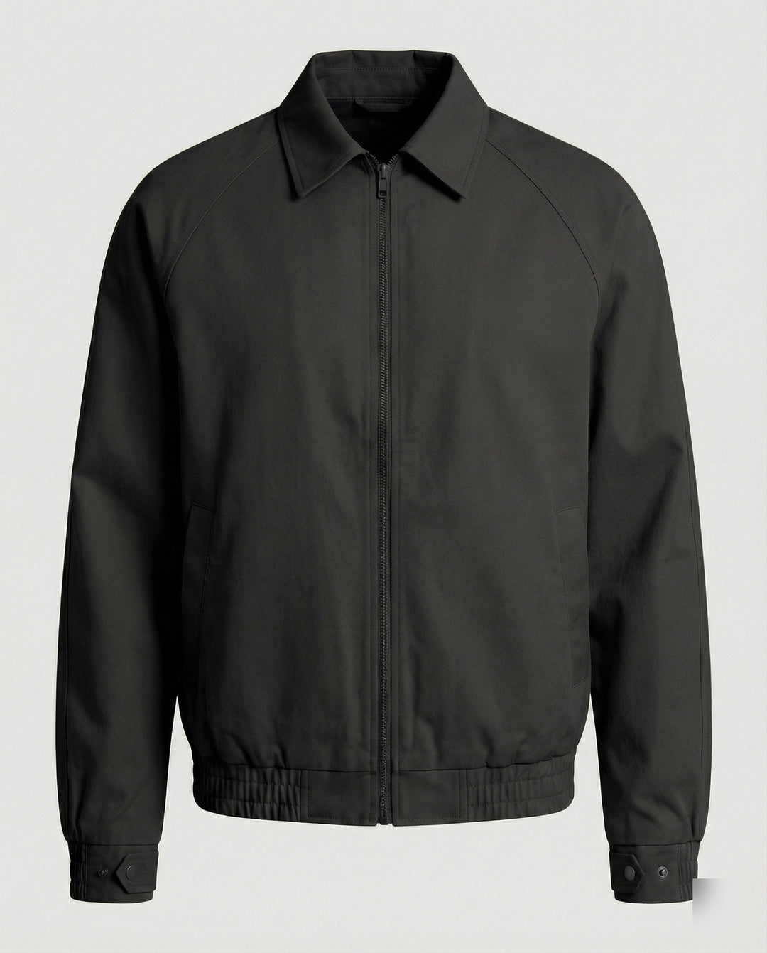 Herren weit geschnittene Harrington-Jacke mit Reißverschluss und Hemdkragen R&B