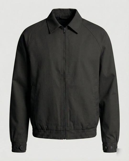 Herren weit geschnittene Harrington-Jacke mit Reißverschluss und Hemdkragen R&B