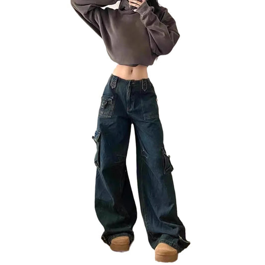 Damen Cargo-Jeans im lässigen Oversized-Stil mit praktischen Seitentaschen R&B