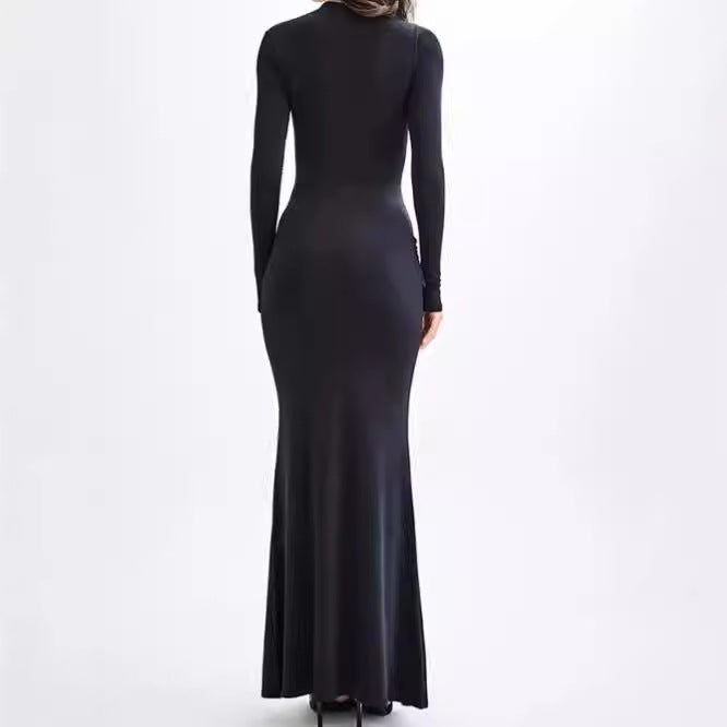Damen Elegantes Maxikleid mit dekorativer Drapierung R&B
