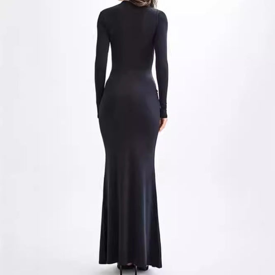 Damen Elegantes Maxikleid mit dekorativer Drapierung R&B