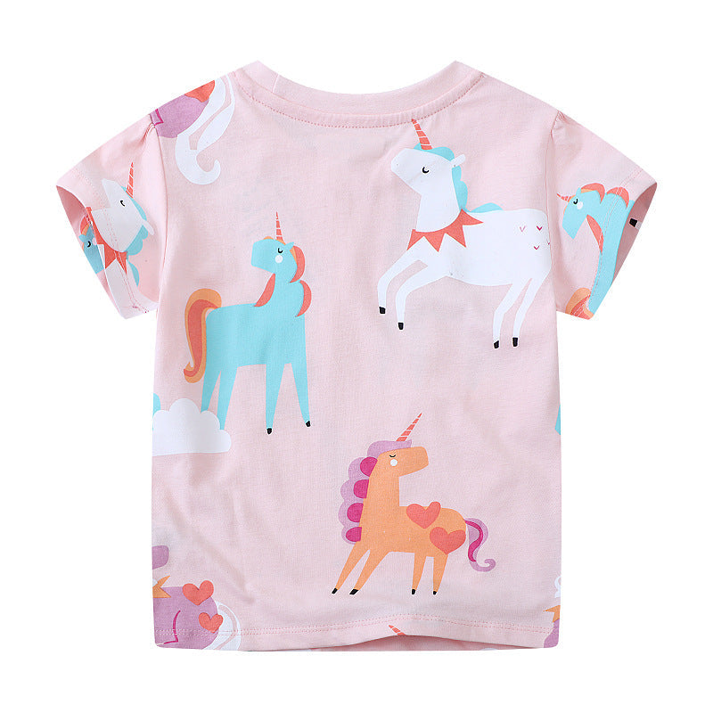 Mädchen T-Shirt mit buntem Einhorn-Design R&B
