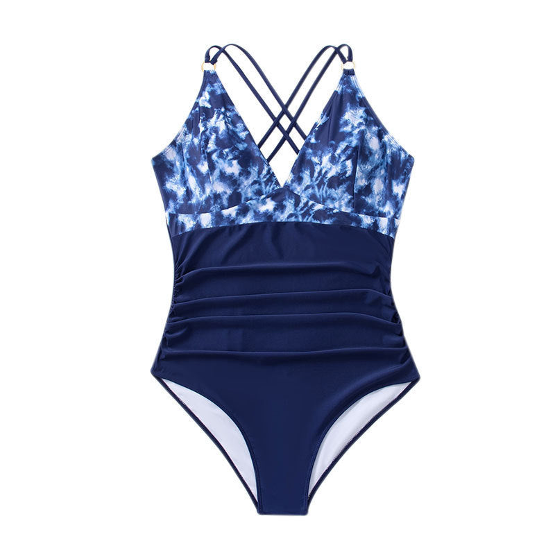Damen Einteiler Badeanzug mit V-Ausschnitt und figurschmeichelndem Design R&B