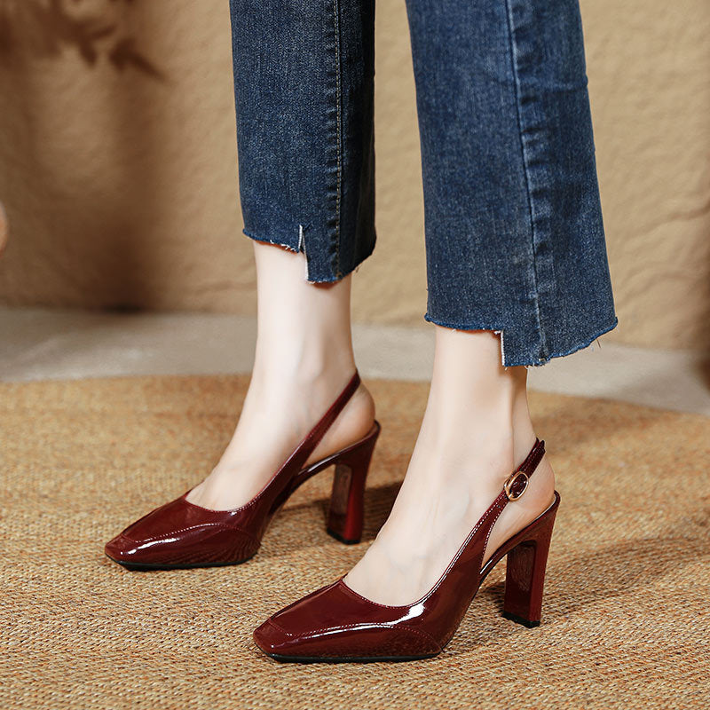 Damen Slingback-Pumps mit elegantem Rechteckabsatz