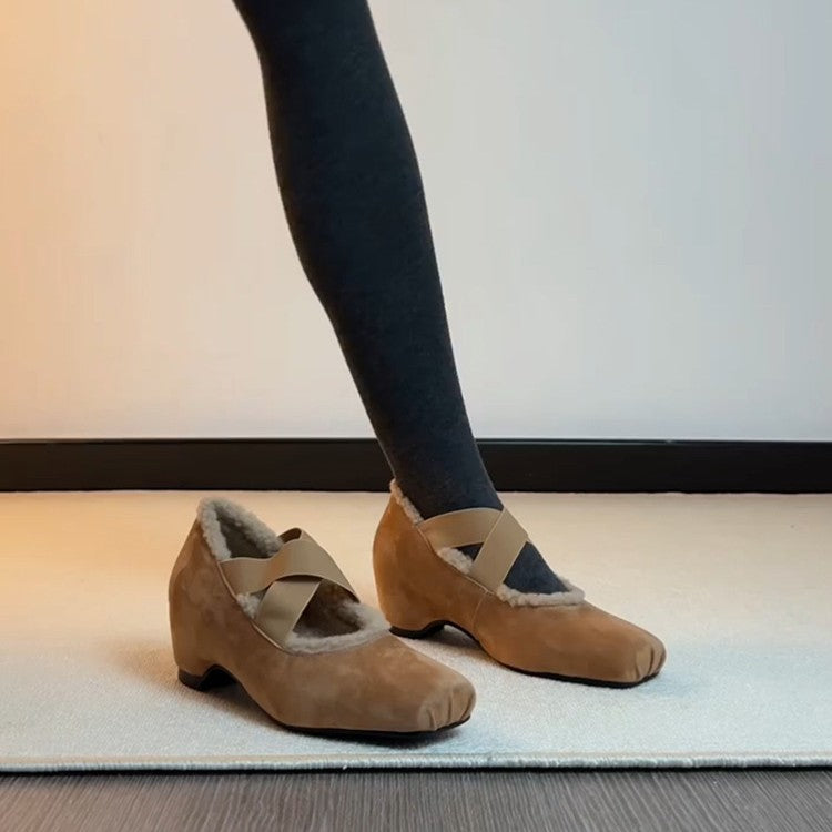 Damen Ballerina-Schuhe mit kuscheligem Innenfutter und elegantem Riemendesign
