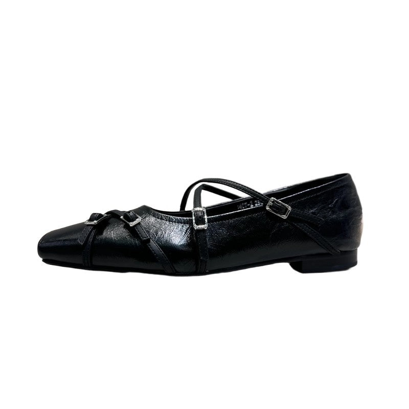 Damen elegante Ballerinas mit modischen Riemchen und exquisite Schnallenverzierung R&B