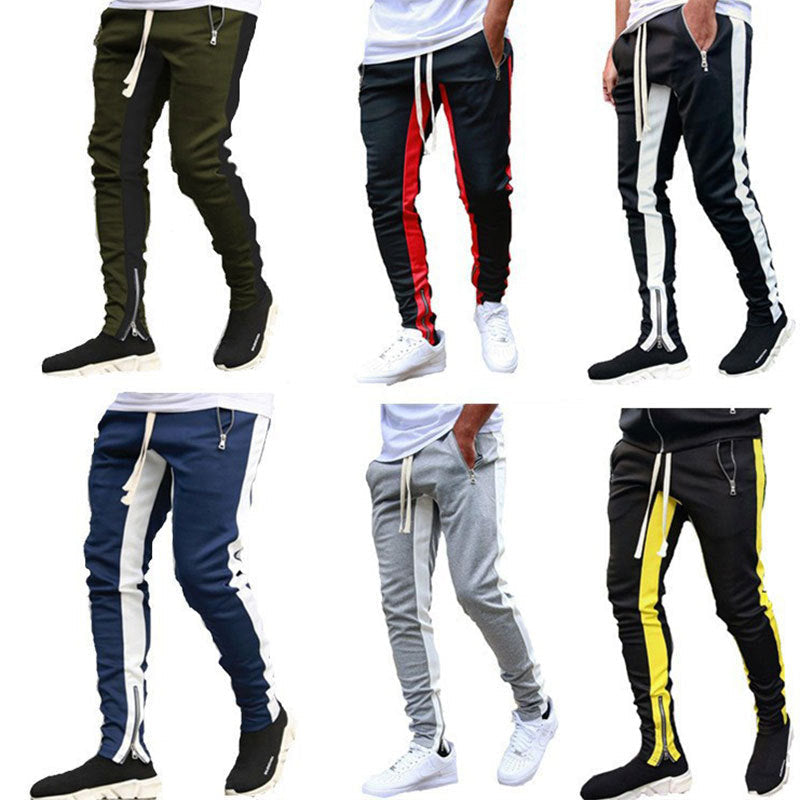 Herren nan schmale Jogginghose mit seitlichem Kontraststreifen, Kordelzug und Knöchelreißverschluss R&B