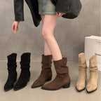 Damen Stiefeletten mit gerafftem Schaft und spitzem Fußteil R&B