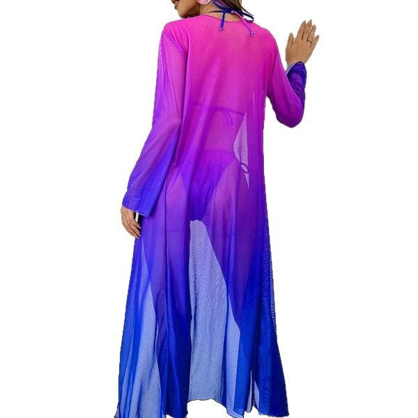 Damen Modischer Bademantel mit transparentem Design R&B