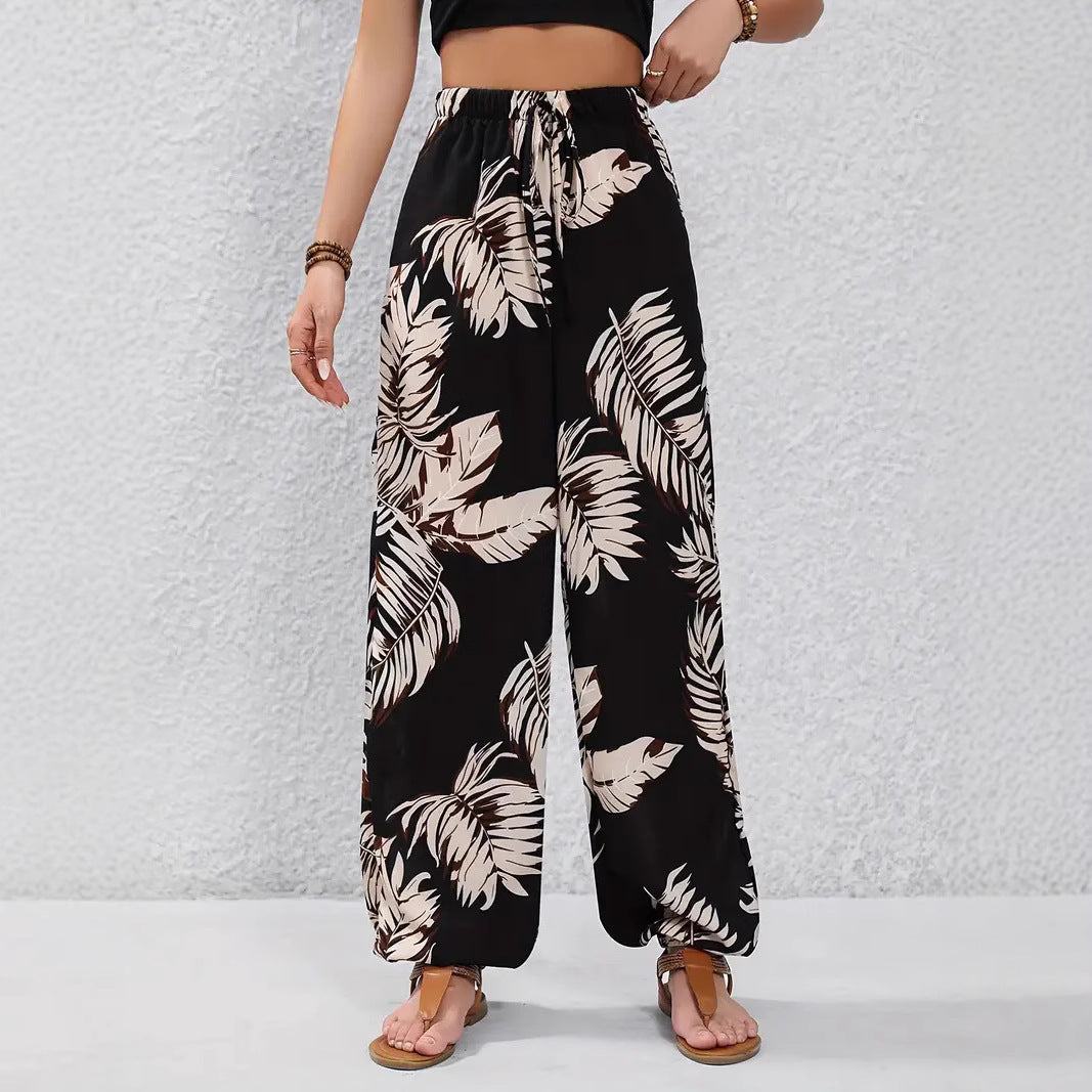 Damen Weite Palazzo-Hose mit floralem Muster und elastischem Bund R&B