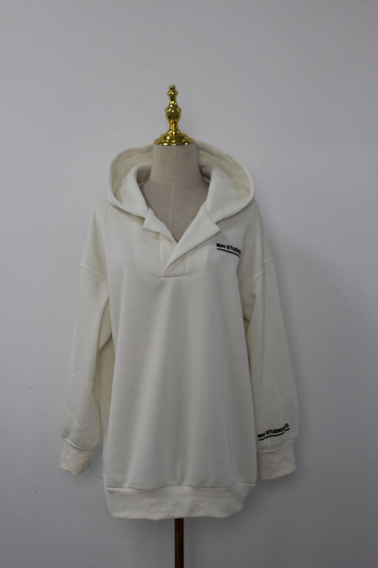 DamenOversized Sweater mit Eingrifftaschen und Kapuze R&B