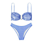Damen glitzernder Bikini mit verstellbaren Trägern und elegantem Detail