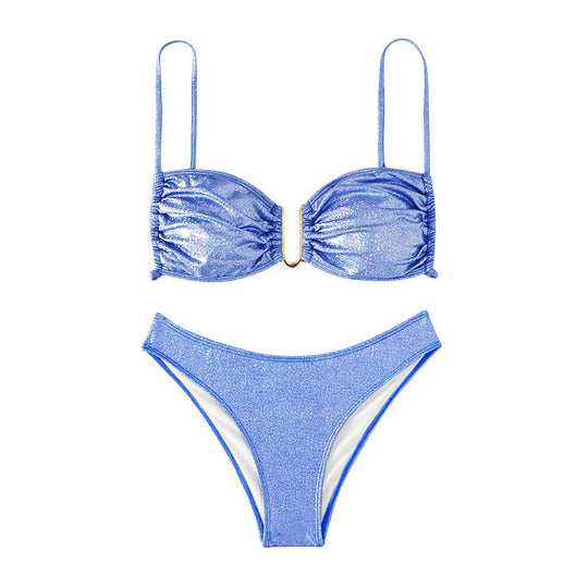 Damen glitzernder Bikini mit verstellbaren Trägern und elegantem Detail R&B
