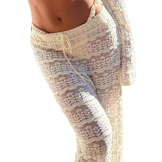 Damen Fußlose Boho-Hose mit gesticktem Detail R&B