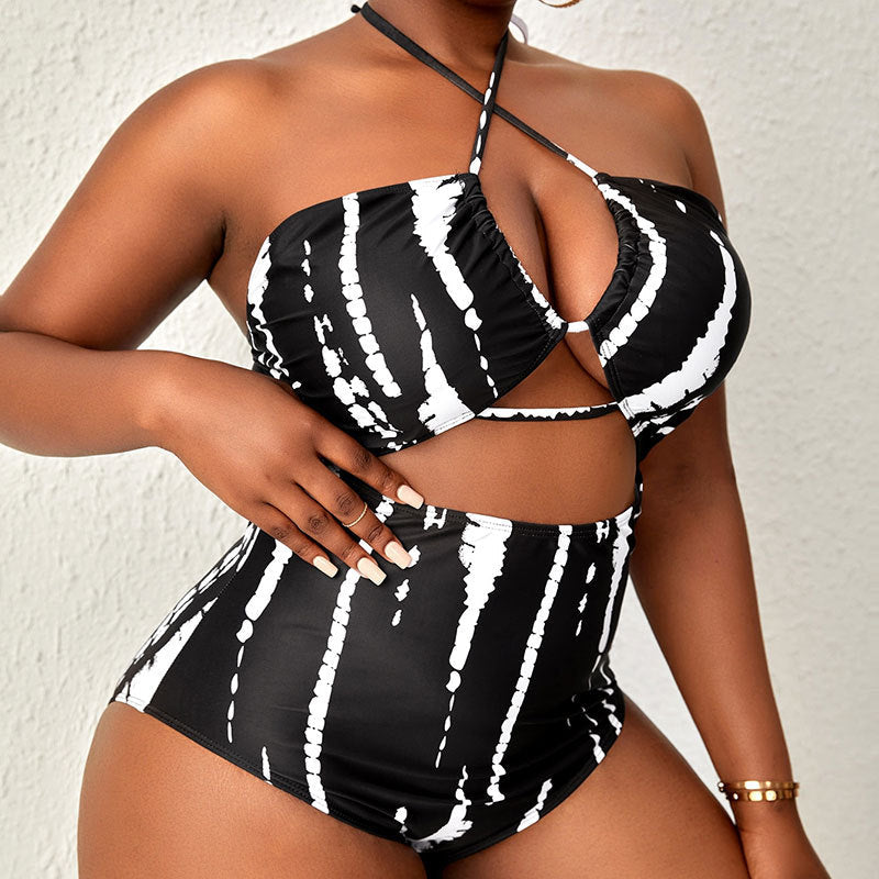 Damen Hochgeschnittener Cut-Out Badeanzug R&B