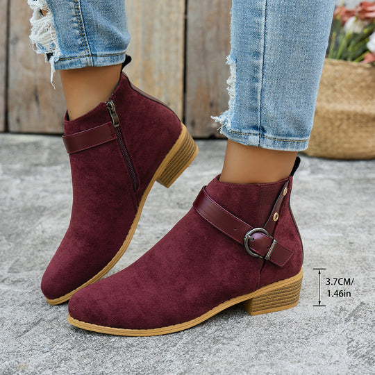 Damen modische Stiefeletten mit elegantem Riemen und rutschfester Sohle R&B