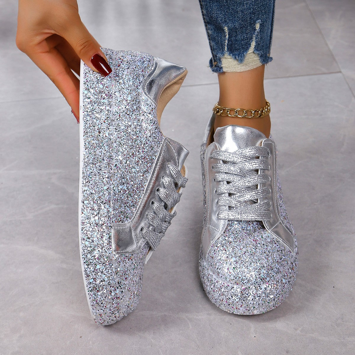 Damen Glitzernde Sneakers mit hohem Komfort und modischem Design R&B