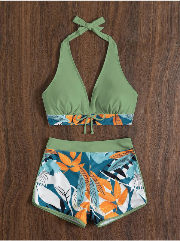 Damen Bikini-Set mit floralem Muster und herausnehmbarem Push-Up-BH R&B