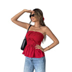 Damen Bandeau-Top mit gerafftem Detail und schmeichelndem Volant R&B