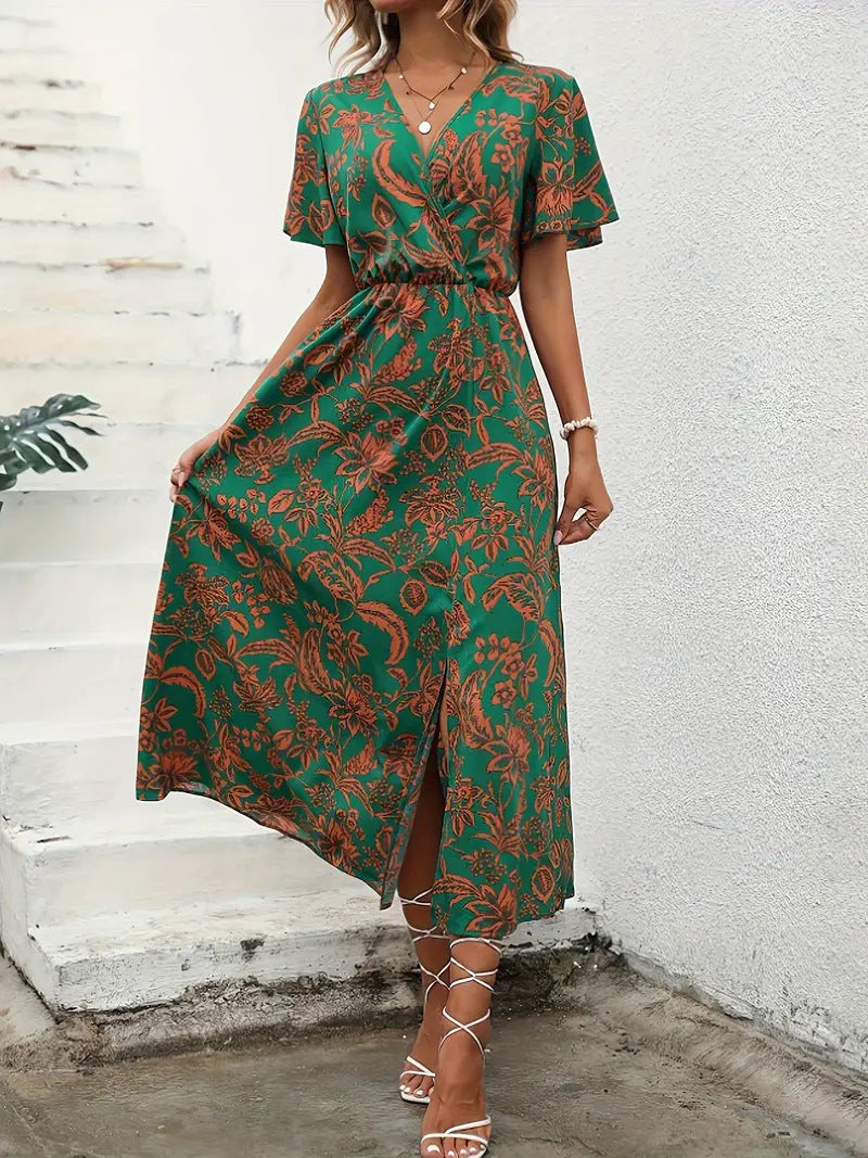 Damen Elegantes Maxikleid mit floralem Print und Taillierung R&B