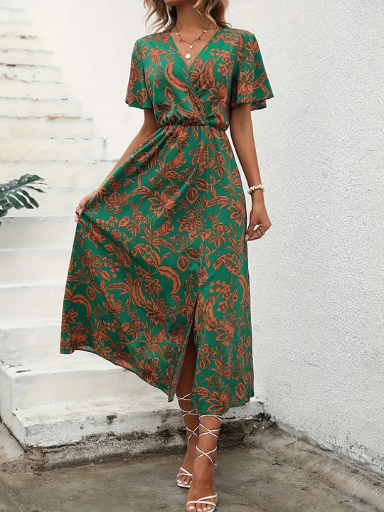 Damen Elegantes Maxikleid mit floralem Print und Taillierung R&B