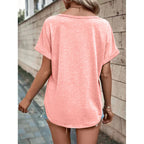 Damen T-Shirt mit Knopfleiste und lässigem Schnitt R&B