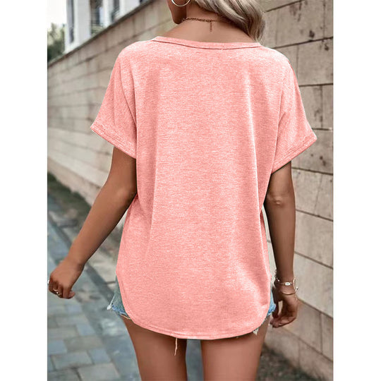 Damen T-Shirt mit Knopfleiste und lässigem Schnitt R&B