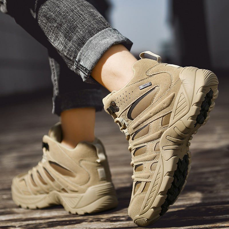 Herren hochgeschnittene Outdoor-Wanderschuhe mit rutschfester Sohle und atmungsaktivem Material